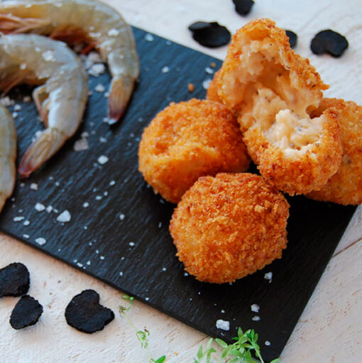 Croquetas de langostino y trufa